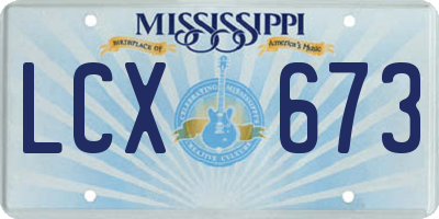 MS license plate LCX673