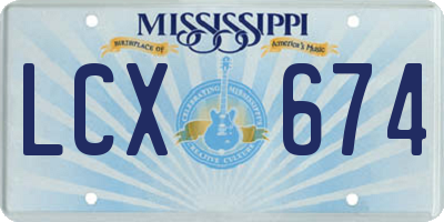MS license plate LCX674