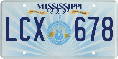 MS license plate LCX678