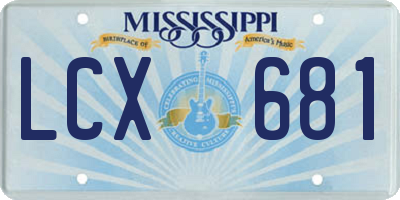 MS license plate LCX681