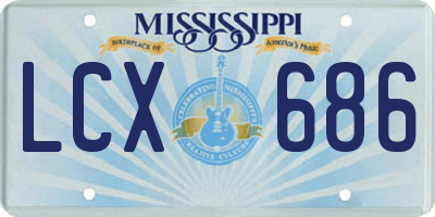 MS license plate LCX686