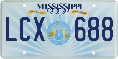 MS license plate LCX688