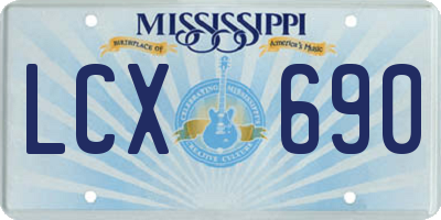 MS license plate LCX690