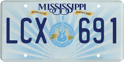 MS license plate LCX691