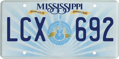 MS license plate LCX692