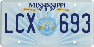 MS license plate LCX693