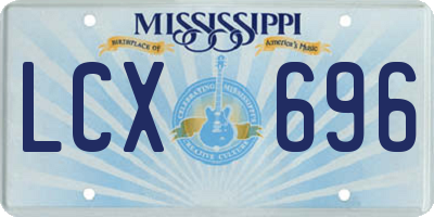 MS license plate LCX696
