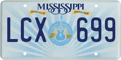 MS license plate LCX699