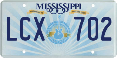 MS license plate LCX702