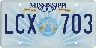 MS license plate LCX703