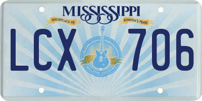 MS license plate LCX706
