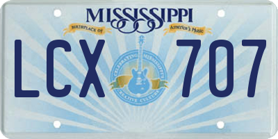 MS license plate LCX707