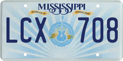 MS license plate LCX708
