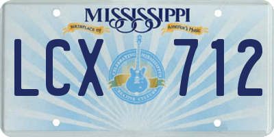 MS license plate LCX712