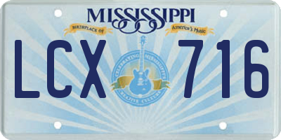 MS license plate LCX716