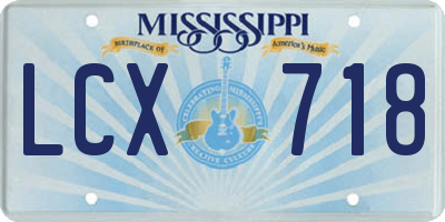 MS license plate LCX718