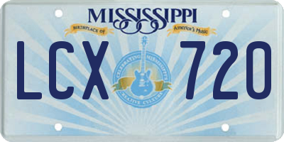 MS license plate LCX720