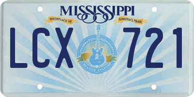 MS license plate LCX721