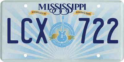 MS license plate LCX722