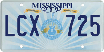 MS license plate LCX725