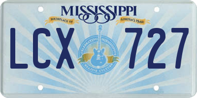 MS license plate LCX727