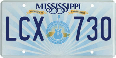 MS license plate LCX730