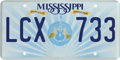 MS license plate LCX733
