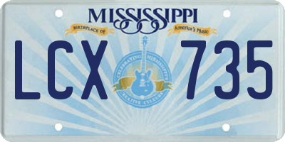 MS license plate LCX735