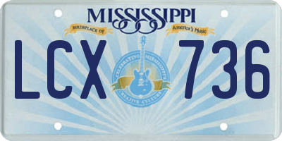 MS license plate LCX736