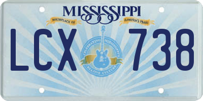 MS license plate LCX738