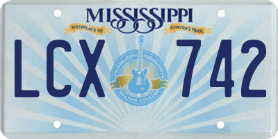MS license plate LCX742