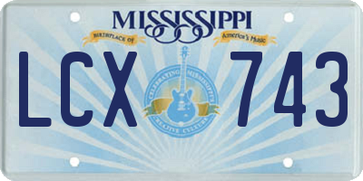 MS license plate LCX743
