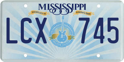 MS license plate LCX745