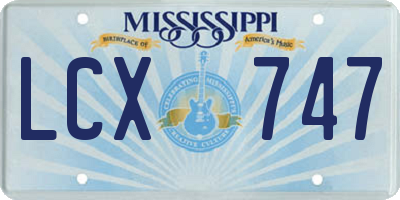 MS license plate LCX747