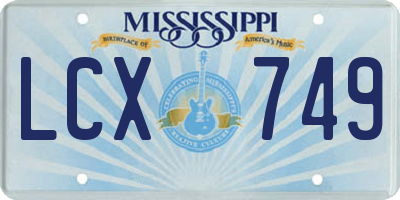 MS license plate LCX749