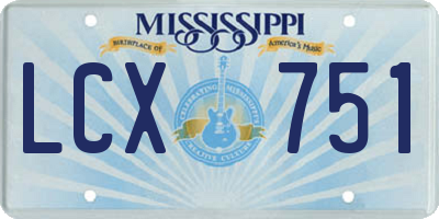 MS license plate LCX751