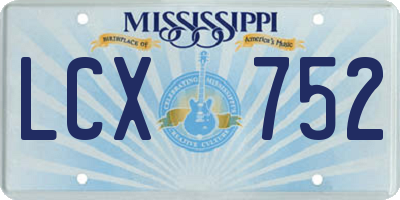 MS license plate LCX752