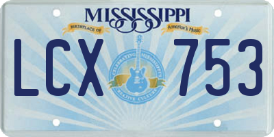 MS license plate LCX753