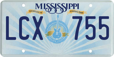 MS license plate LCX755