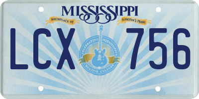 MS license plate LCX756