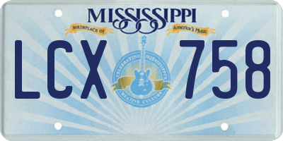 MS license plate LCX758