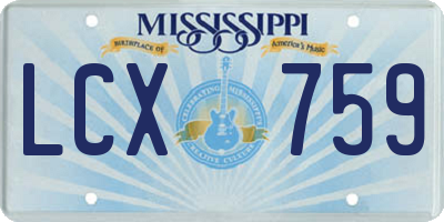 MS license plate LCX759