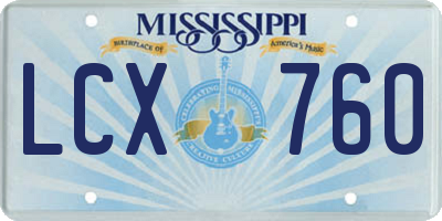 MS license plate LCX760
