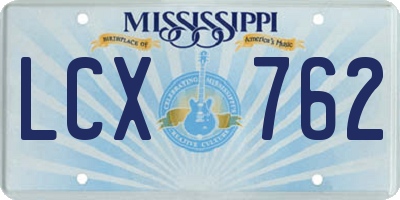 MS license plate LCX762