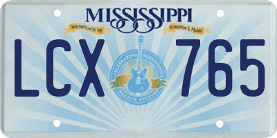 MS license plate LCX765
