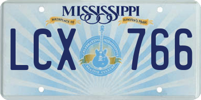 MS license plate LCX766