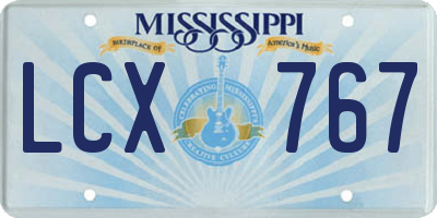 MS license plate LCX767