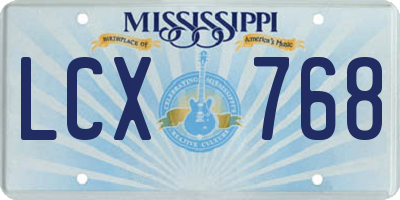 MS license plate LCX768