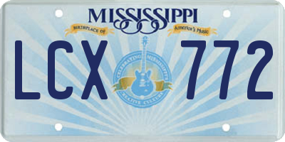 MS license plate LCX772