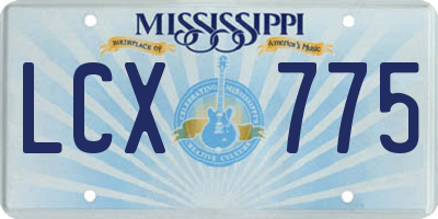 MS license plate LCX775